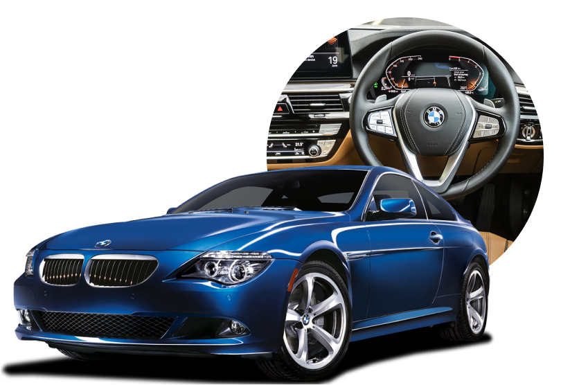 Group 33 Blue BMW 650i Car